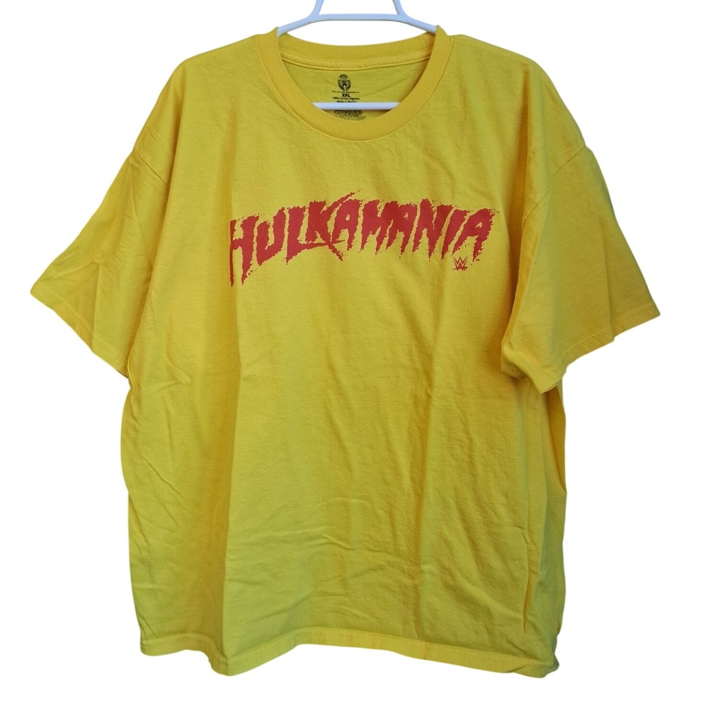 WWE Hulkamania Yellow SS Graphic Tee XXL Mens Wrestling Hulk Hogan NWOT